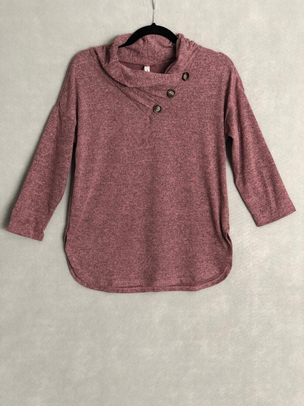 NY Collection Cowl Neck Top Crossover Mauve Women's Size PM NEW